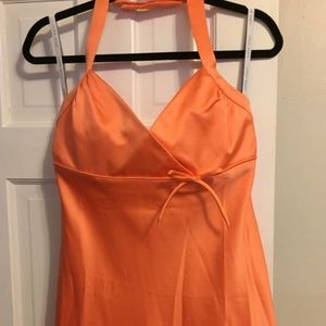 Long orange halter dress
